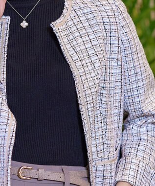 Tiaclasse ラメツイードジャケット サックス