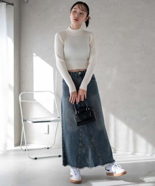 WEGO リブハイネックショートニット オフホワイト