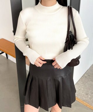 WEGO リブハイネックショートニット オフホワイト