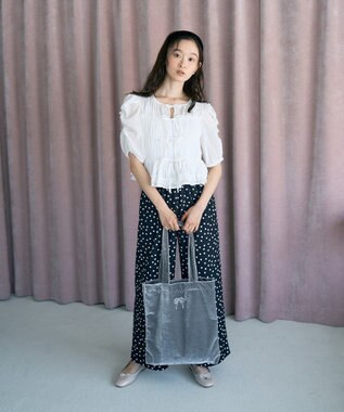 earth music&ecology レースティアードシャーリングブラウス Off White