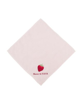 Maison de FLEUR いちご刺繍タオルハンカチ Pink