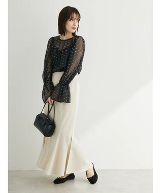 Green Parks Ｂ．ＳＥＴ２点　シアードットブラウス＋キャミソール Black