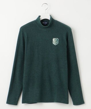 23区GOLF 冬の定番トップス【MEN】【吸湿発熱】グランサーモワッフル モックネックシャツ ダークグリーン系
