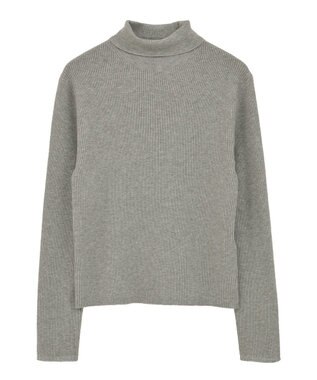 Green Parks チクチクしないリブタートルニットプルオーバー Gray Mixture