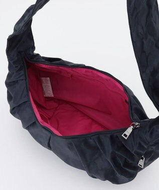 Y'SACCS 迷彩ジャカードシャーリングショルダーバッグ ネイビー