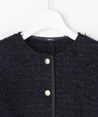 ANY SIS L リボンヤーンライトツイード ジャケット ネイビー