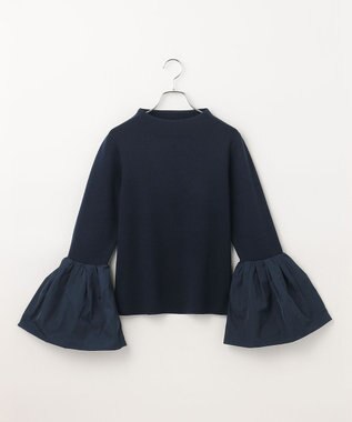 #Newans 【洗える】コンビネーションベルスリーブニット ネイビー