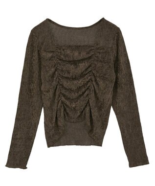 earth music&ecology プリーツベロア風ギャザープルオーバー Brown