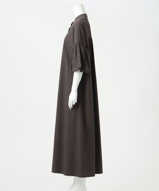 23区 S 【R(アール)】NALYA リネンヴィスストレッチ ボリュームスリーブワンピース ブラウン系