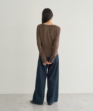 earth music&ecology プリーツベロア風ギャザープルオーバー Brown