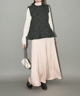 Green Parks ツイードペプラムベスト Black