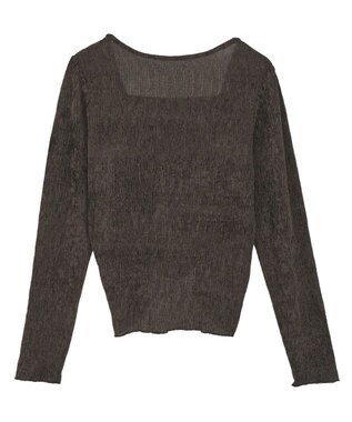 earth music&ecology プリーツベロア風ギャザープルオーバー Brown