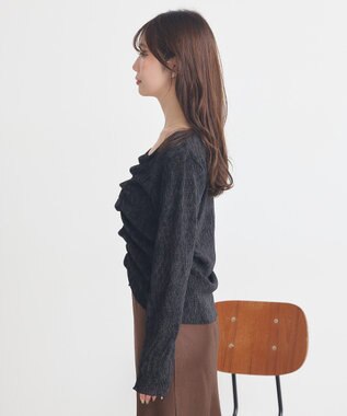 earth music&ecology プリーツベロア風ギャザープルオーバー Black