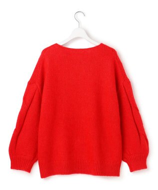 23区 【SLOW/一部店舗限定】ケーブル 袖デザイン ニット レッド系