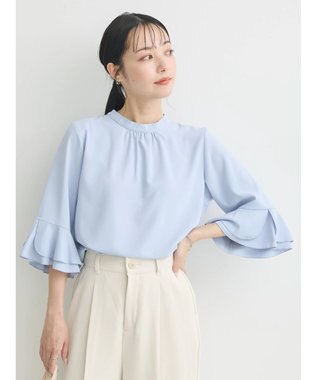 earth music&ecology ラッフル７分袖ブラウス Sax