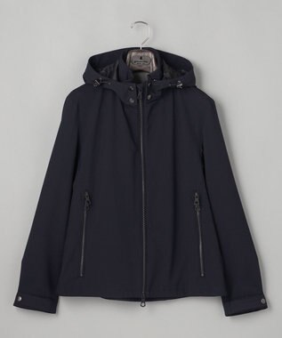 GOTAIRIKU 仕事で着られる【シワになりにくい/洗える/ストレッチ/吸水速乾】バブルテック フーデッドブルゾン ネイビー系