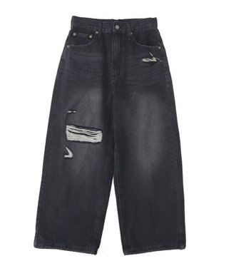 WEGO スーパーバギーダメージデニムパンツ デニムブラックソノタ