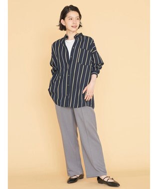 AMERICAN HOLIC ドビーストライプシャツチュニック Stripe Navy