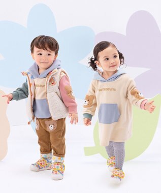 MIKI HOUSE HOT BISCUITS 【80-120cm】【NEW Color Series】裏毛パイル素材 パステルカラー フーディ マルチカラー