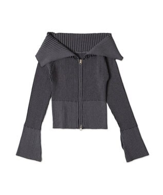 WEGO ダブルジップオフショルニット ブラック