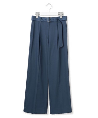 ICB L 【裏起毛】 ウォームサテン ワイドストレートパンツ ブルーグレー系