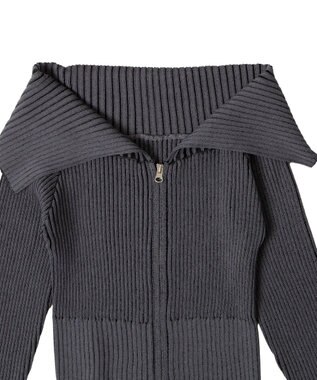 WEGO ダブルジップオフショルニット ブラック