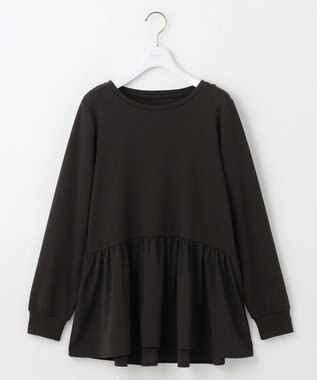 ANY SIS S スムースコンビペプラム カットソー ブラックドビー