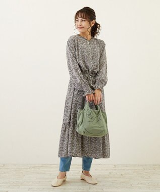 ROOTOTE 2673【ミニサイズ エコバッグ：ネコ柄】/ NA.ルーショッパーミニ.マルシェ-B 02：オリーブ