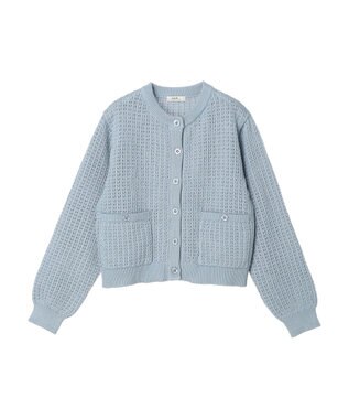 earth music&ecology 透かし柄ポケットカーディガン Sax