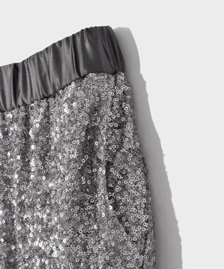 GRACE CONTINENTAL スパンコールニットパンツ グレー