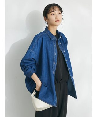 CRAFT STANDARD BOUTIQUE デニムパール釦サークルブラウス Indigo
