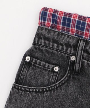 WEGO 【ユニセックス着用ITEM/MLサイズ展開/ウエストゴム】ボクサードッキングデニムショーツ デニムブラック