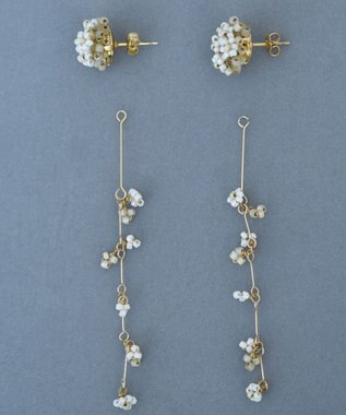 monshiro カモミールフラワーピアス ホワイト×ゴールド