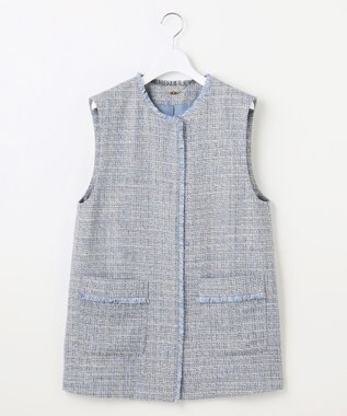 自由区 【カタログ掲載・セットアップ対応】ライトミックスツイード ジレ ライトブルー