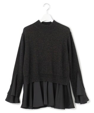 23区 L 【23区×Oggiコラボ】フレアサテンコンビ ラメニット ブラック系