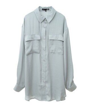 Green Parks ・ＳＵＧＡＲ　ＳＰＯＯＮ　サテンオーバーシャツチュニック Green
