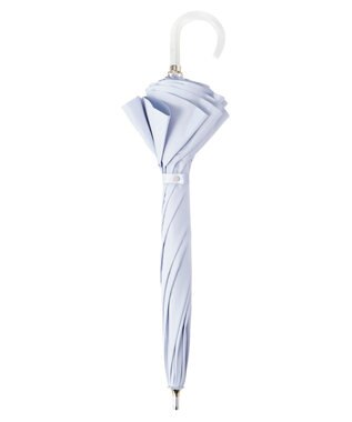 MOONBAT 【雑誌掲載 美人百花6月号】ランバン オン ブルー 晴雨兼用日傘 長傘 フレアフリル＆チャーム 遮光 遮熱 UV グレイッシュブルー