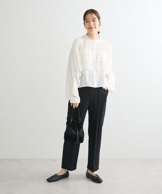 Green Parks シアーフリルショート丈ブラウス Off White