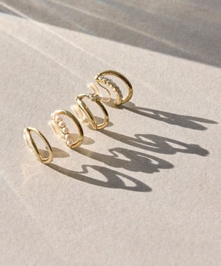 Phoebe 〈痛くないシリーズ/アレルギー対応〉プチパールダブルフープライトフィットイヤリング　ゴールド ゴールド