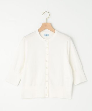 組曲 【洗える・6色展開】CANDYボタン 半袖カーディガン アイボリー系