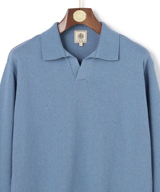 J.PRESS MEN ミックスブークレ スキッパーポロシャツ サックスブルー系