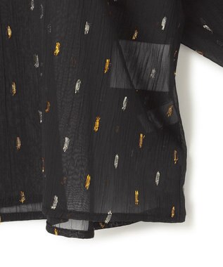 UNFILO ラメリンクルシフォン ブラウス ブラック