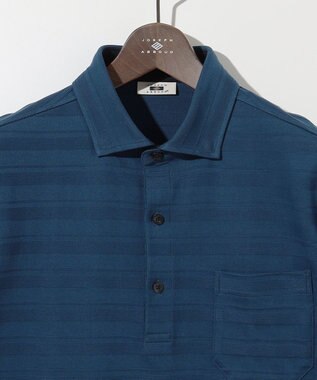 JOSEPH ABBOUD クールビズ【オーガニックコットン使用・日本素材】リンクスボーダー ポロシャツ ダルブルー系