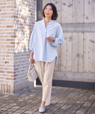 ANY 【WEB限定】【UVカット/抗菌防臭/速乾】エニィファンクション　スキッパーブラウス サックス