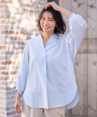 ANY 【WEB限定】【UVカット/抗菌防臭/速乾】エニィファンクション　スキッパーブラウス サックス