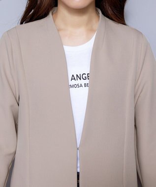 Tiaclasse L 【ダブルストレッチ】【洗える】カラーレスロングジャケット グレージュ