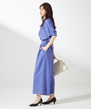 ANY SIS L 【接触冷感・UVカット・速乾】スムージーポリエステルタックフレア パンツ ブルー