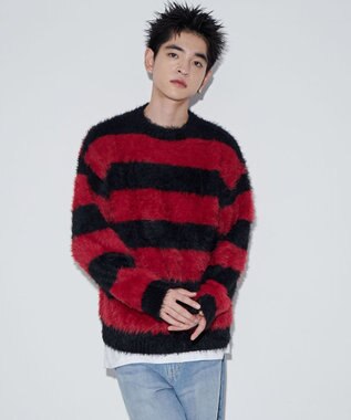 WEGO 【ユニセックスITEM着用】フェザーボーダープルオーバー レッドボーダー