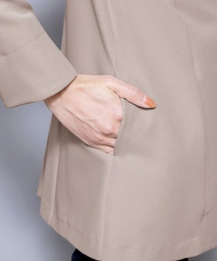 Tiaclasse L 【ダブルストレッチ】【洗える】カラーレスロングジャケット グレージュ