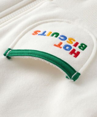 MIKI HOUSE HOT BISCUITS 【80-120cm】マルチカラー 裏毛パイル くまみみパーカー 白